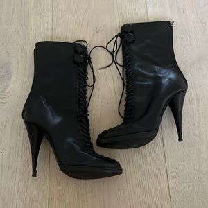 Givenchy Womens Tall Black Lace up Boots Size 38.5 Fits US 8
